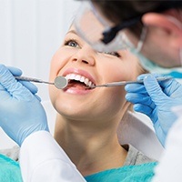 Woman during dental exam