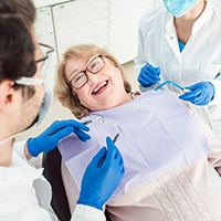 Woman smiling at the dentist