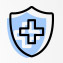 Animated emergency cross on shield icon