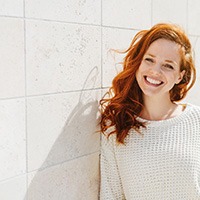 Woman smiling outside