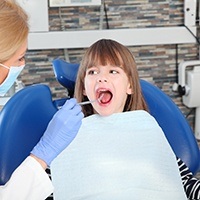 Young child getting dental checkup