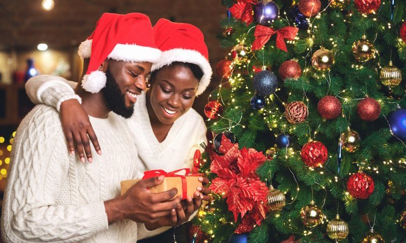 couple celebrating holiday season together