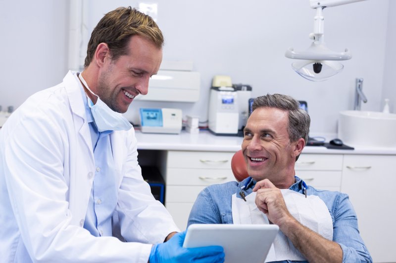 Patient talking to their dentist