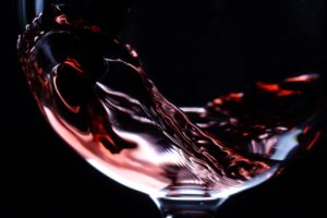 Close up of glass of red wine